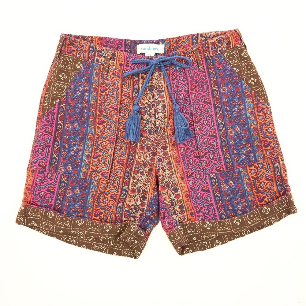 Sundance Kalini Shorts Womens XS Linen Cotton Colorful Floral Boho Beach Indie